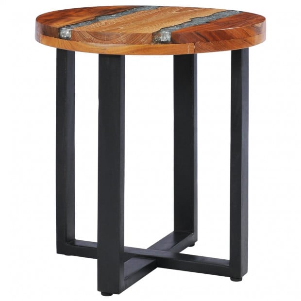 Coffee Table 40x45 Cm Solid Teak Wood And Polyresin Image 9