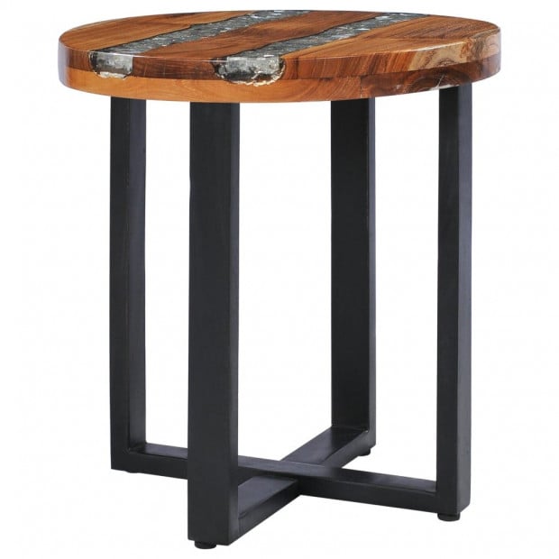 Coffee Table 40x45 Cm Solid Teak Wood And Polyresin Image 10