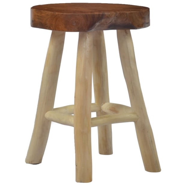 Stool Brown Teak Wood Image 2
