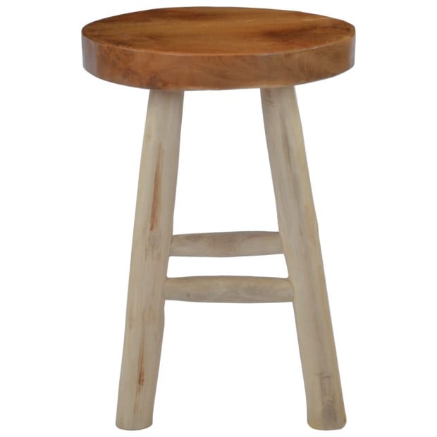 Stool Brown Teak Wood Image 3