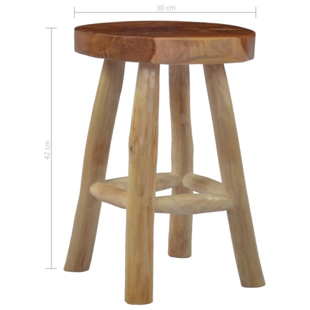 Stool Brown Teak Wood Image 6