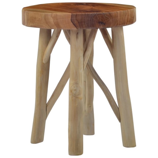 Stool Brown Teak Wood Image 2
