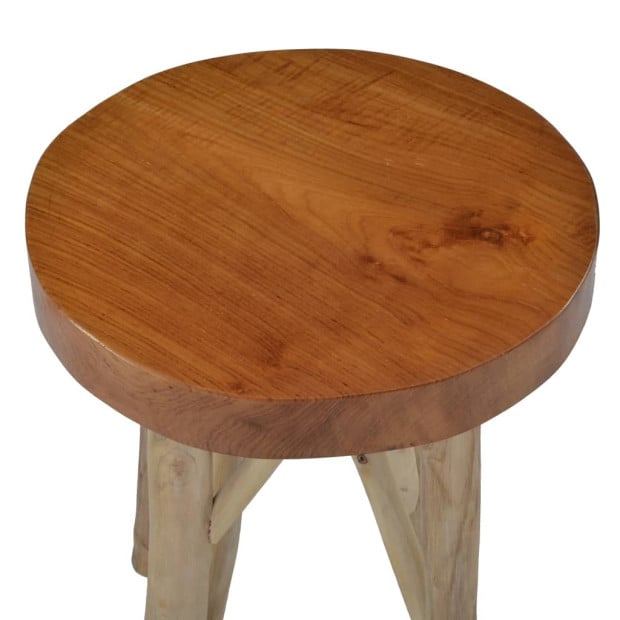 Stool Brown Teak Wood Image 5