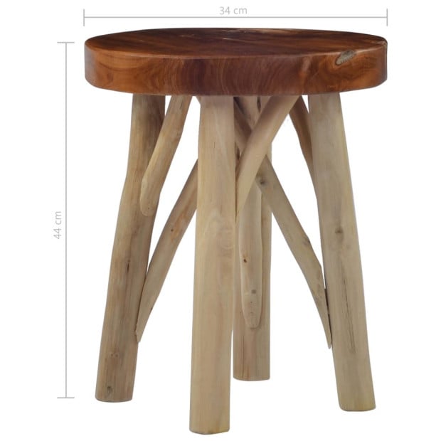 Stool Brown Teak Wood Image 6