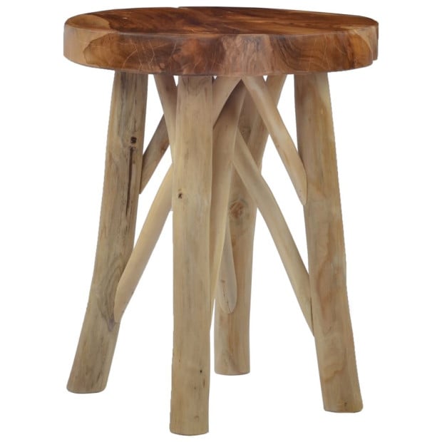 Stool Brown Teak Wood Image 7