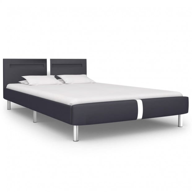Bed Frame With Led Black Faux Leather Queen Image 2