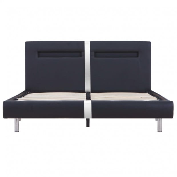 Bed Frame With Led Black Faux Leather Queen Image 4