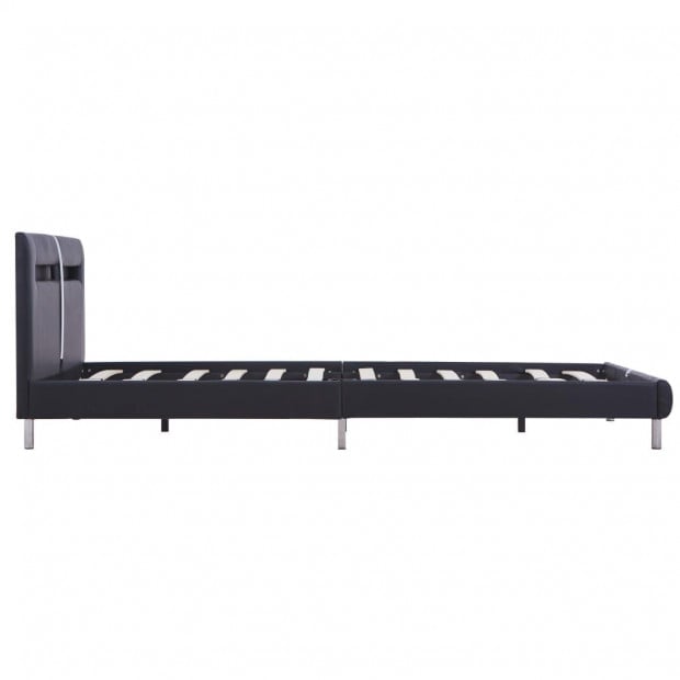 Bed Frame With Led Black Faux Leather Queen Image 5