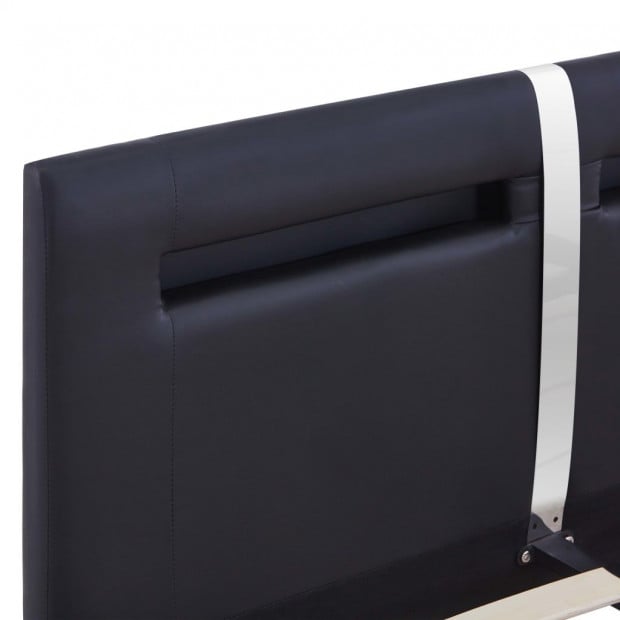 Bed Frame With Led Black Faux Leather Queen Image 6