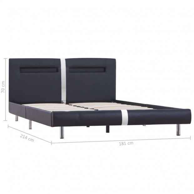 Bed Frame With Led Black Faux Leather Queen Image 8