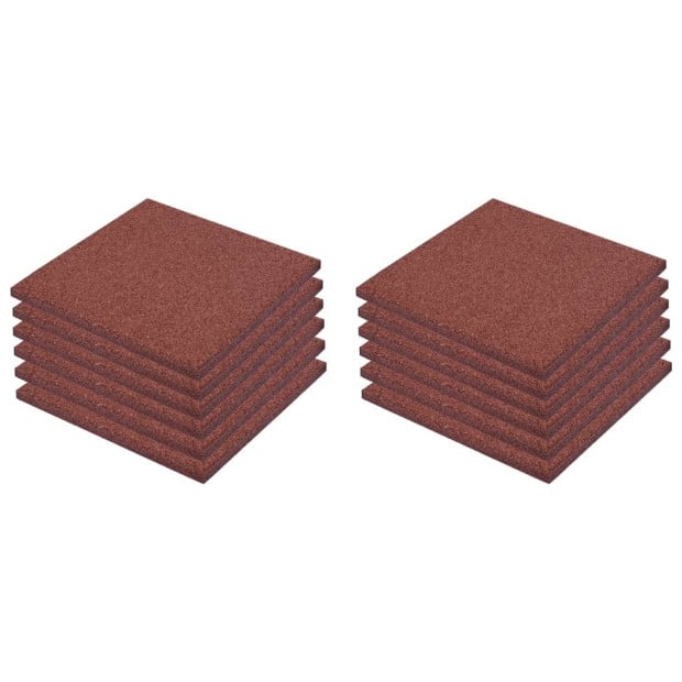 Fall Protection Tiles 12 Pcs Rubber 50x50x3 Cm Red Image 2