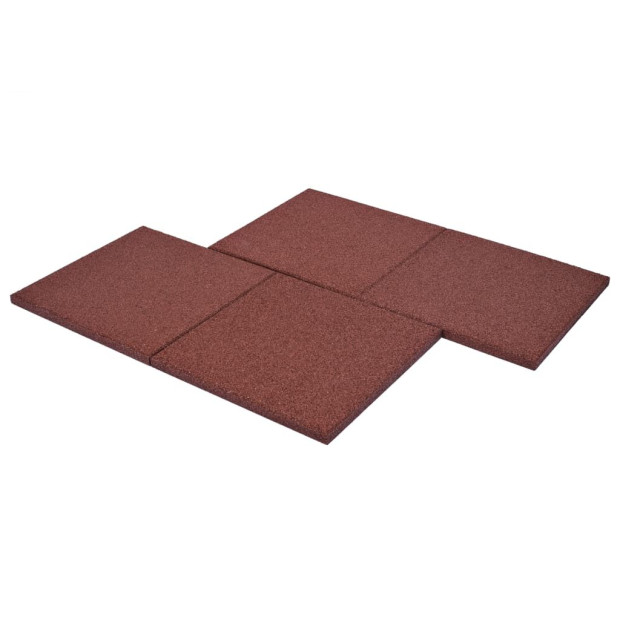 Fall Protection Tiles 12 Pcs Rubber 50x50x3 Cm Red Image 6