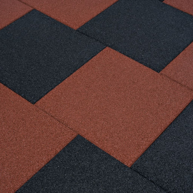 Fall Protection Tiles 12 Pcs Rubber 50x50x3 Cm Red