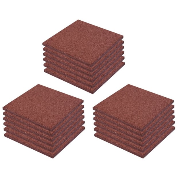 Fall Protection Tiles 18 Pcs Rubber 50x50x3 Cm Red Image 2