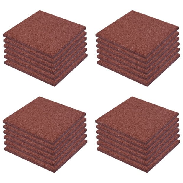 Fall Protection Tiles 24 Pcs Rubber 50x50x3 Cm Red Image 2