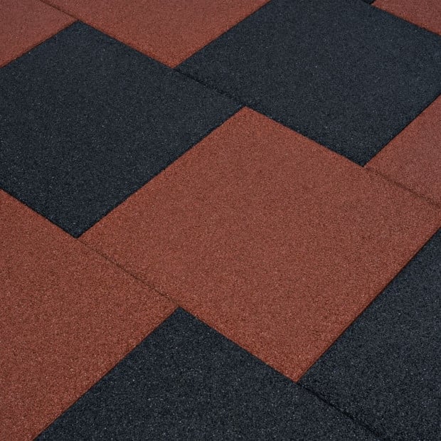 Fall Protection Tiles 24 Pcs Rubber 50x50x3 Cm Red