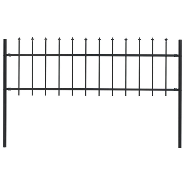 Garden Fence With Spear Top Steel 1.7x0.6 M Black