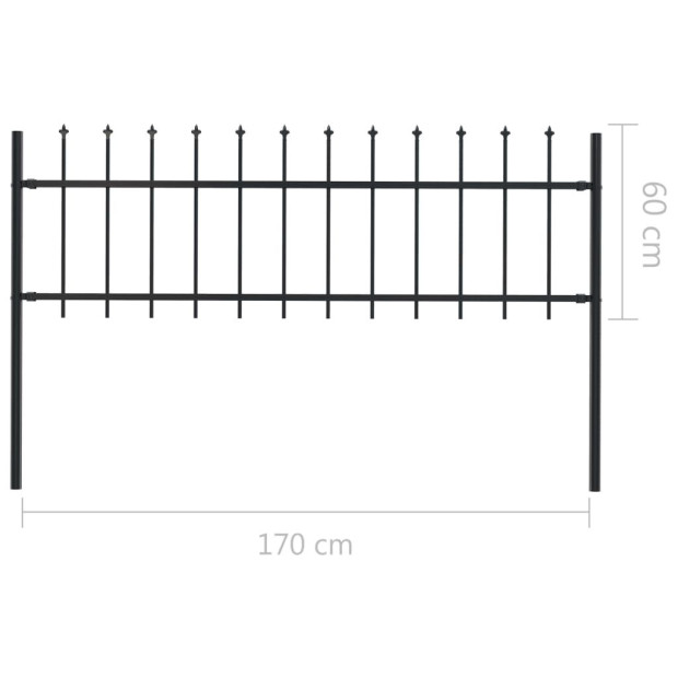 Garden Fence With Spear Top Steel 1.7x0.6 M Black Image 5