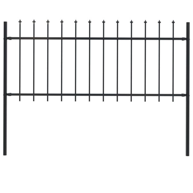 Garden Fence With Spear Top Steel 1.7 M Black