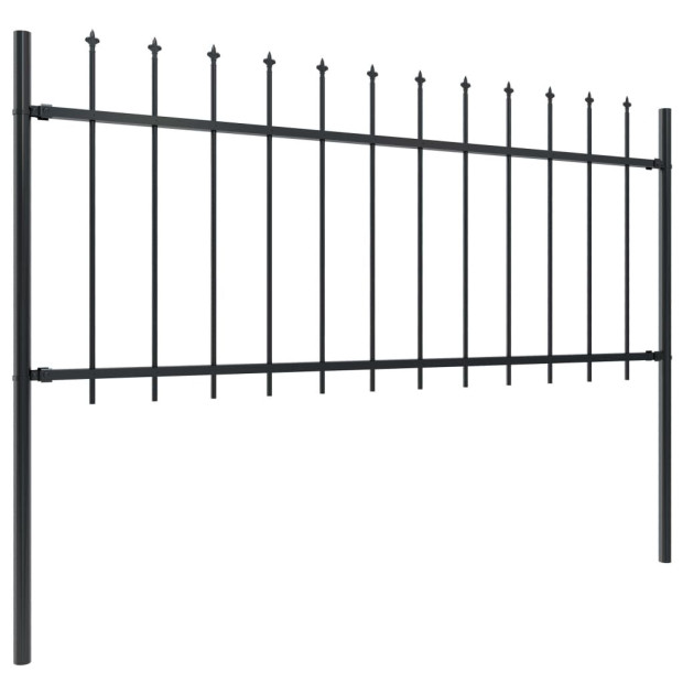Garden Fence With Spear Top Steel 1.7 M Black Image 2