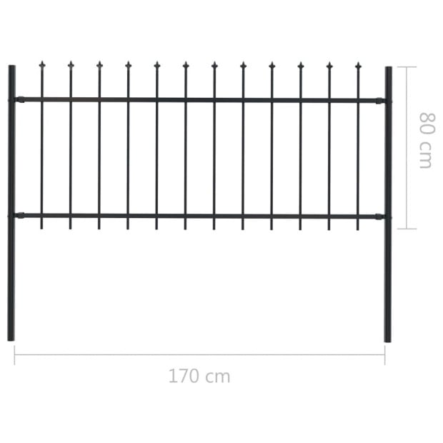 Garden Fence With Spear Top Steel 1.7 M Black Image 5