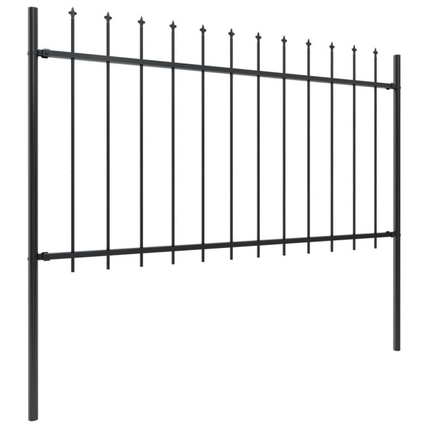 Garden Fence With Spear Top Steel 1.7x1 M Black Image 2