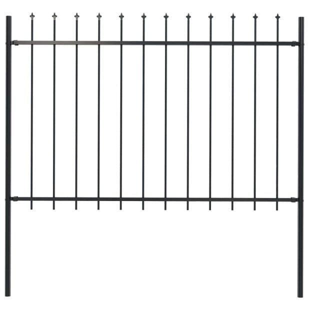 Garden Fence With Spear Top Steel 1.7x1.2 M Black