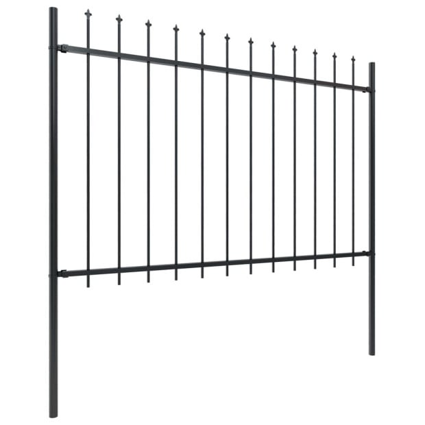 Garden Fence With Spear Top Steel 1.7x1.2 M Black Image 2