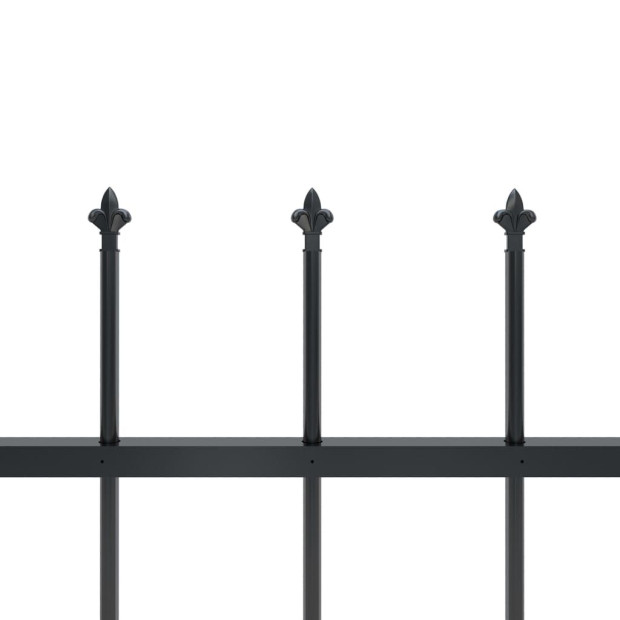 Garden Fence With Spear Top Steel 1.7x1.2 M Black Image 4