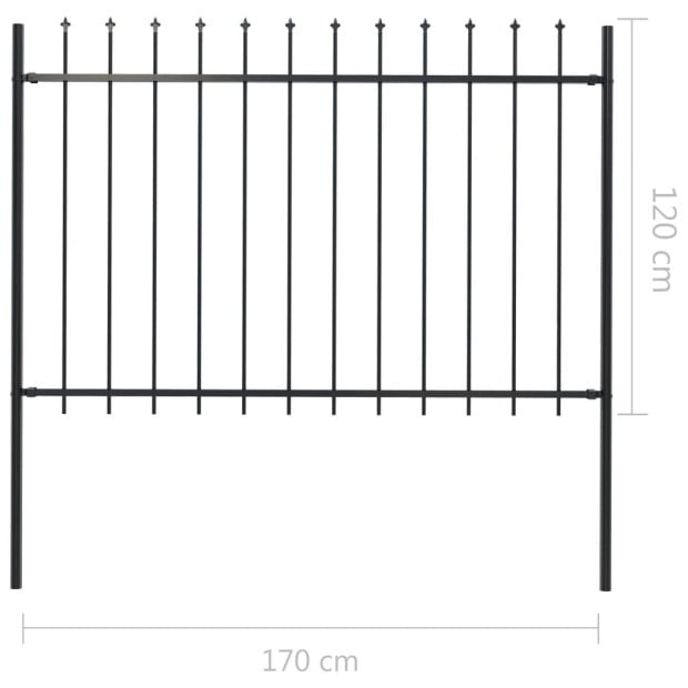Garden Fence With Spear Top Steel 1.7x1.2 M Black Image 5