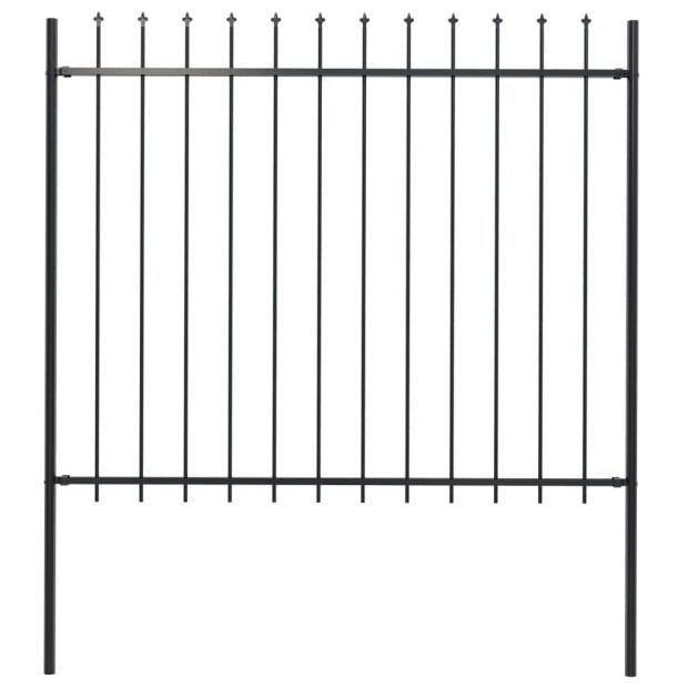 Garden Fence With Spear Top Steel 1.7x1.5 M Black