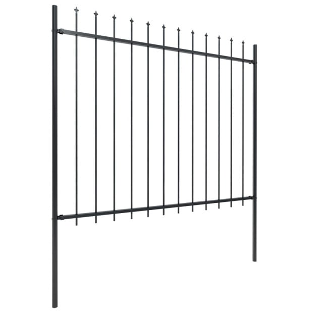Garden Fence With Spear Top Steel 1.7x1.5 M Black Image 2