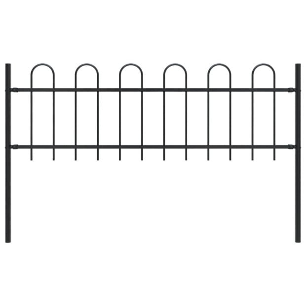 Garden Fence With Hoop Top Steel 1.7x0.6 M Black