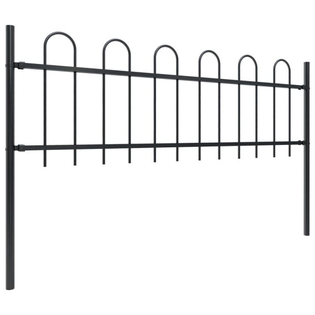 Garden Fence With Hoop Top Steel 1.7x0.6 M Black Image 2