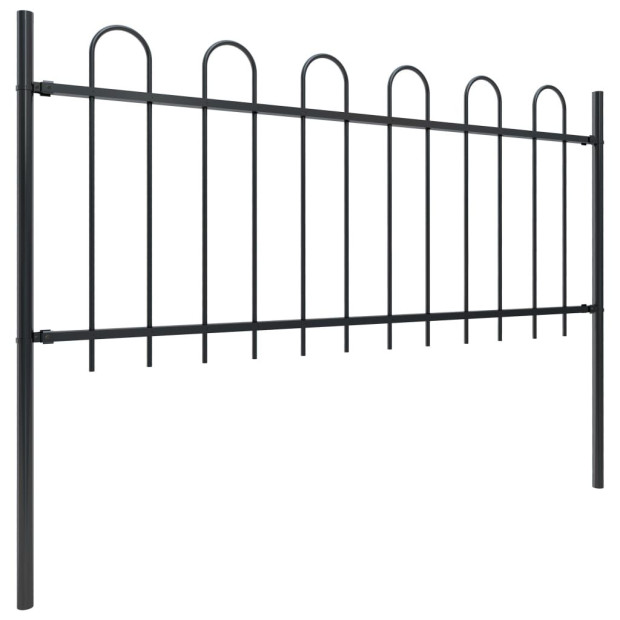 Garden Fence With Hoop Top Steel 1.7x0.8 M Black Image 2