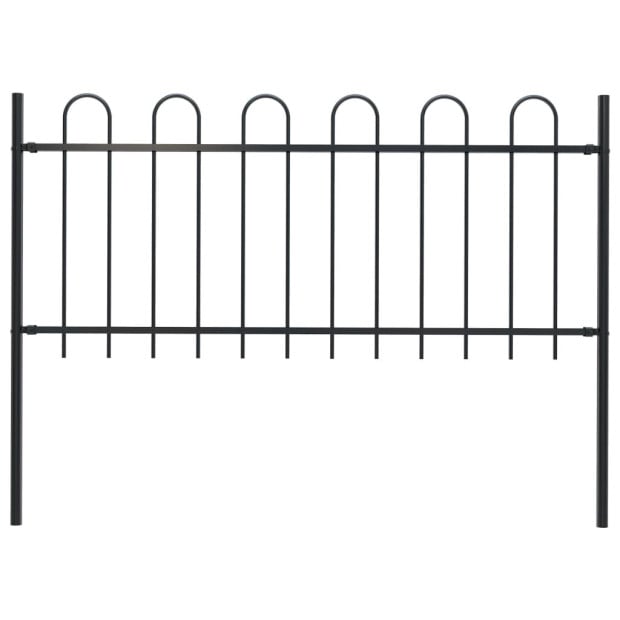 Garden Fence With Hoop Top Steel 1.7x1 M Black