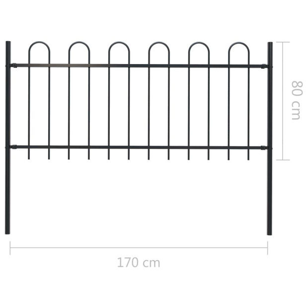 Garden Fence With Hoop Top Steel 1.7x1 M Black Image 5