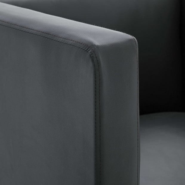 Cube Armchair Grey Faux Leather Image 3