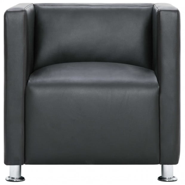 Cube Armchair Grey Faux Leather Image 5