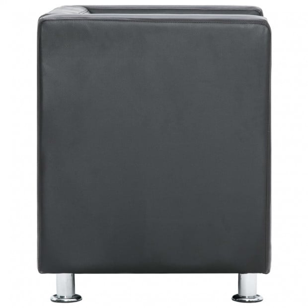 Cube Armchair Grey Faux Leather Image 6