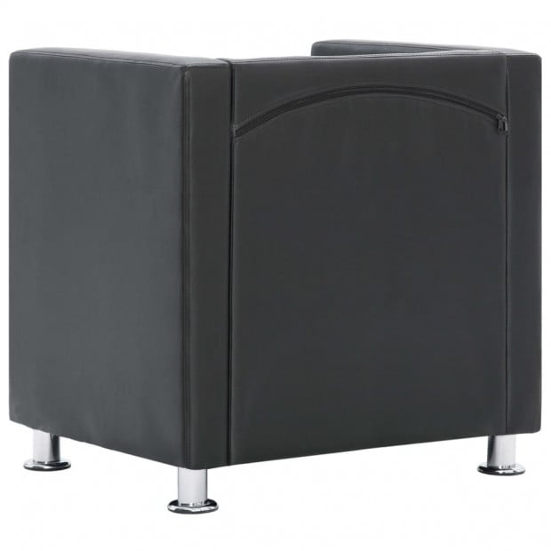 Cube Armchair Grey Faux Leather Image 7