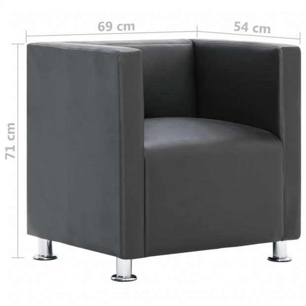 Cube Armchair Grey Faux Leather Image 9