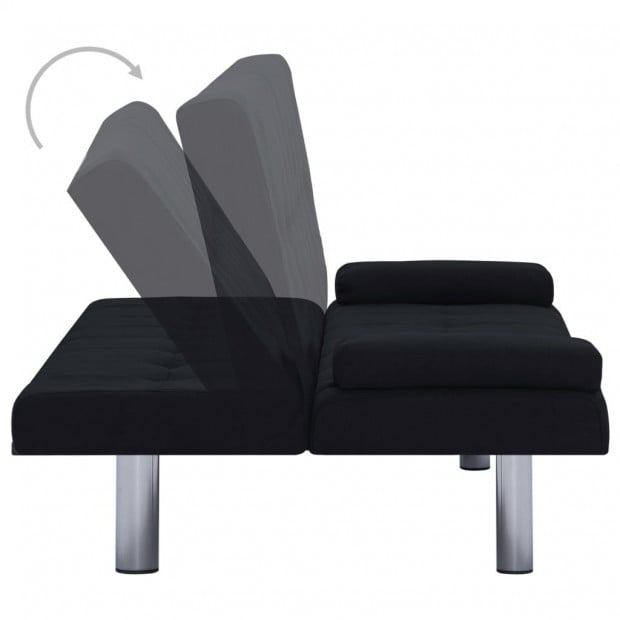 Sofa Bed With Two Pillows Black Polyester Image 5