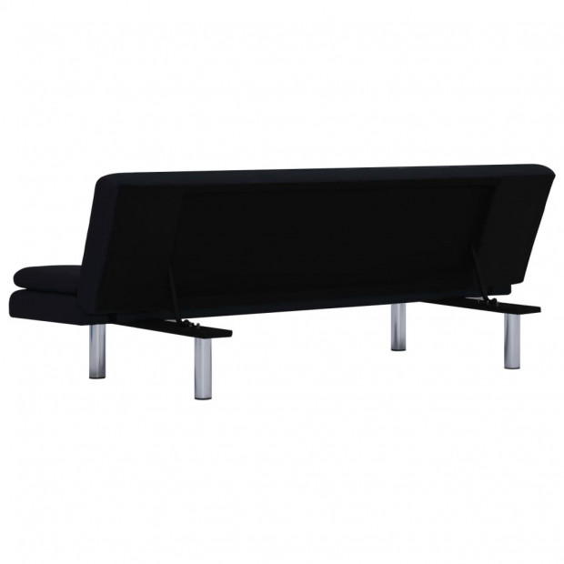 Sofa Bed With Two Pillows Black Polyester Image 7