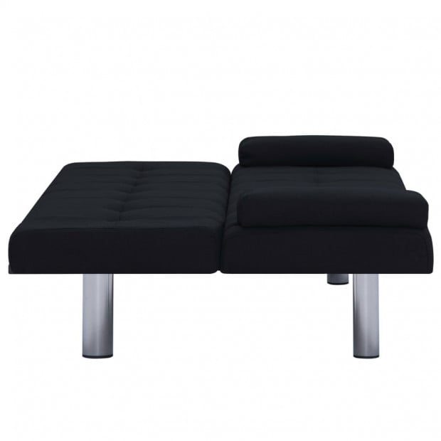 Sofa Bed With Two Pillows Black Polyester Image 9