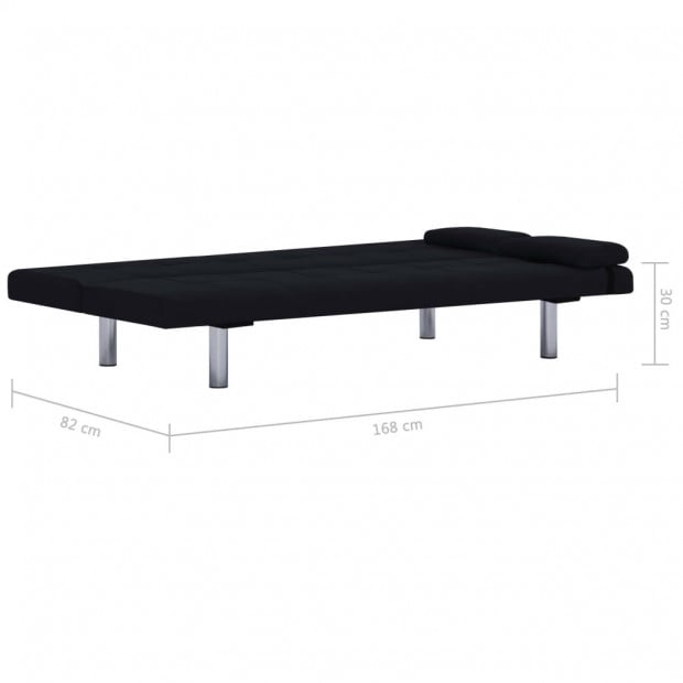 Sofa Bed With Two Pillows Black Polyester Image 11
