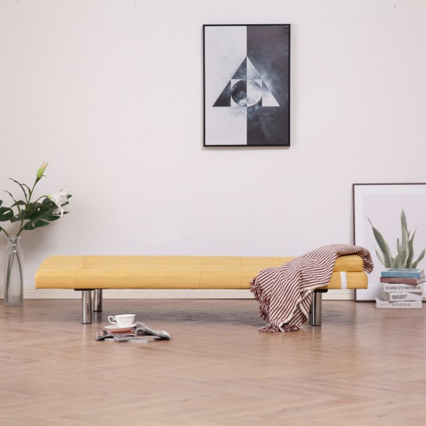 Sofa Bed With Two Pillows Yellow Polyester Image 3