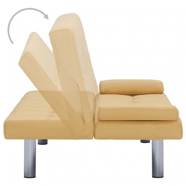 Sofa Bed With Two Pillows Yellow Polyester Image 5