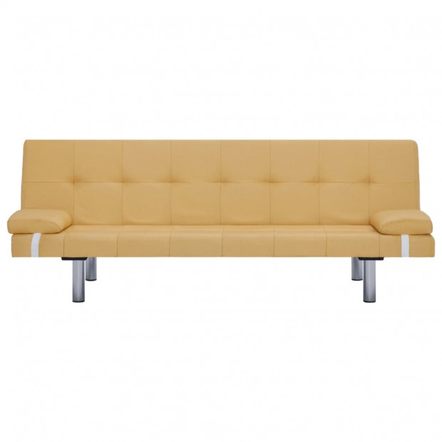 Sofa Bed With Two Pillows Yellow Polyester Image 6
