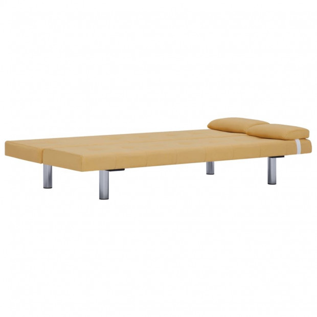 Sofa Bed With Two Pillows Yellow Polyester Image 8